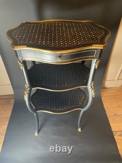 Meuble / table Napoléon III nacre et bois d'ébène Avec élément bronze Guéridon