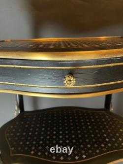 Meuble / table Napoléon III nacre et bois d'ébène Avec élément bronze Guéridon