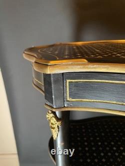 Meuble / table Napoléon III nacre et bois d'ébène Avec élément bronze Guéridon