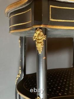 Meuble / table Napoléon III nacre et bois d'ébène Avec élément bronze Guéridon