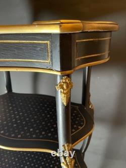 Meuble / table Napoléon III nacre et bois d'ébène Avec élément bronze Guéridon