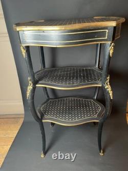 Meuble / table Napoléon III nacre et bois d'ébène Avec élément bronze Guéridon