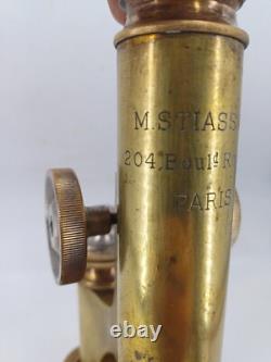 Microscope STIASSNIE XIXème Napoléon III bronze appareil scientifique qualité