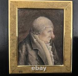 Miniature, portrait d'homme de profil, XIXe siècle