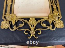Miroir Bronze Napoleon III 19ème Style Renaissance Verre Biseauté