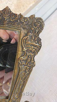 Miroir biseauté forme éventail bronze époque Napoléon III fan mirror