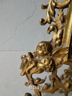 Miroir bronze doré, décor de putti, angelots, Napoléon III Périod Mirror Angels