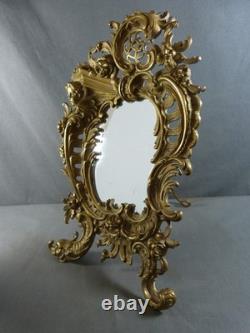 Miroir dans cadre en bronze Napoléon III, style Rococo 19ème siècle