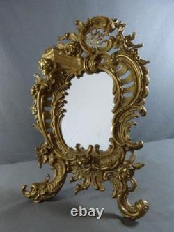Miroir dans cadre en bronze Napoléon III, style Rococo 19ème siècle