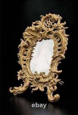 Miroir dans cadre en bronze Napoléon III, style Rococo 19ème siècle