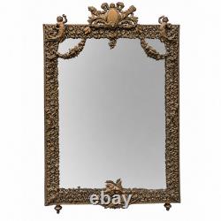 Miroir en bronze et laiton repoussé Napoléon III