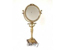 Miroir table glace psyché bronze doré marbre chérubin Napoléon III XIXème