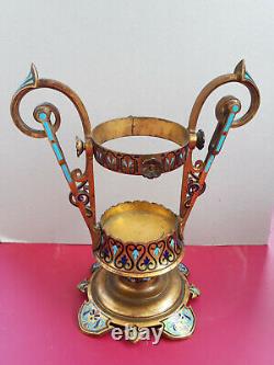 Monture de Vase, Bronze doré et Émail cloisonné, Époque Napoléon III, sans Vase