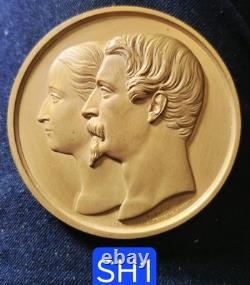 N D de Paris- Superbe Méd Mariage 78mm 226g Napoléon III Emp & Eugénie Imp 1853