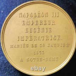 N D de Paris- Superbe Méd Mariage 78mm 226g Napoléon III Emp & Eugénie Imp 1853