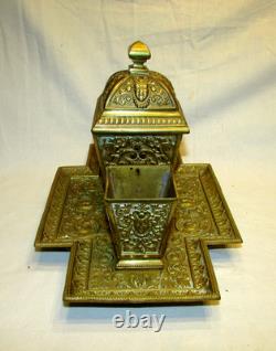 NECESSAIRE A FUMEUR SERVICE BRONZE DORE Napoléon III antique ornate desk smoke