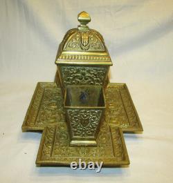 NECESSAIRE A FUMEUR SERVICE BRONZE DORE Napoléon III antique ornate desk smoke