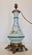 Napol&eacute;on Iii Pied De Lampe &agrave; P&eacute;trole &eacute;lectrifi&eacute;e Opaline D&eacute;cor Floral Peint