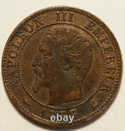 Napoleon III Rare 1 Centime Tete Nue 1853k Bordeaux, Feuille Horizontale