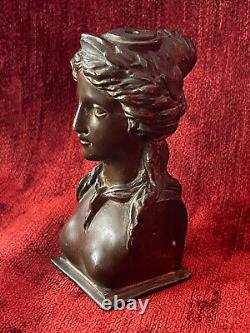 Objet de curiosité bronze à l'antique portrait féminin curiosa sculpture