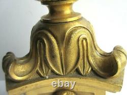 Objet religieux Napoléon III, pique-cierge bronze doré, acanthes, Marie, Joseph