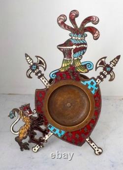Original Porte Montre émaux cloisonnés sur bronze 19e Napoléon III B7