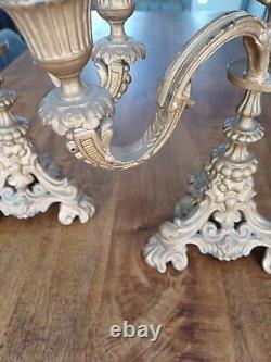 PAIRE BOUGEOIR CHANDELIER CANDELABRE BRONZE NAPOLEON III 19 eme