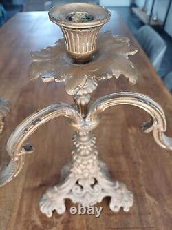 PAIRE BOUGEOIR CHANDELIER CANDELABRE BRONZE NAPOLEON III 19 eme