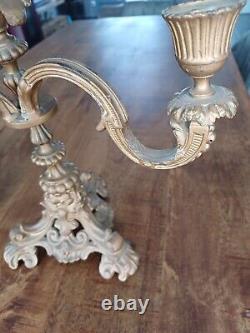 PAIRE BOUGEOIR CHANDELIER CANDELABRE BRONZE NAPOLEON III 19 eme