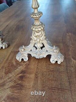 PAIRE BOUGEOIR CHANDELIER CANDELABRE BRONZE NAPOLEON III 19 eme