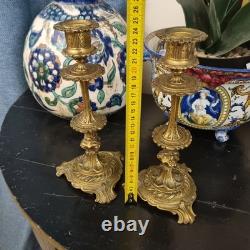 PAIRE DE BOUGEOIRS BRONZE DORÉ. EP NAPOLÉON III, Candlesticks