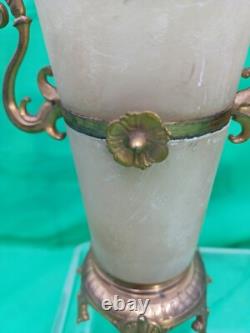 PAIRE DE CASSOLETTES NAPOLEON III BRONZE DORÉ ET ALBATRE XIXème FRANCE