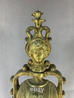 PAIRE DE CHENETS BRONZE DORÉ XIX eme, NAPOLÉON III, STYLE LOUIS XV, CHEMINÉE