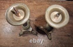 PAIRE DE PIQUE-CIERGES D'AUTEL SAINTE TRINITE EN LAITON OU BRONZE XIX ème S