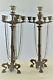 Paire Grands Candelabres Bronze Napoleon Iii Barbedienne Patine Médaille Faunes