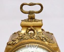 PENDULE D'OFFICIER FRENCH LOUIS XVI STYLE ORMOLU CARRIAGE CLOCK c. 1880