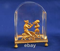 PORTE CARTES DE VISITE Empire Cristal et Bronze Doré Allégorie Sculpture XIXème