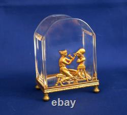 PORTE CARTES DE VISITE Empire Cristal et Bronze Doré Allégorie Sculpture XIXème