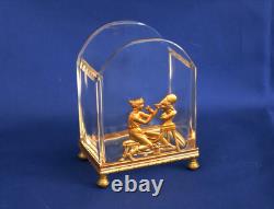 PORTE CARTES DE VISITE Empire Cristal et Bronze Doré Allégorie Sculpture XIXème