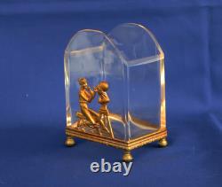 PORTE CARTES DE VISITE Empire Cristal et Bronze Doré Allégorie Sculpture XIXème