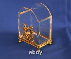 PORTE CARTES DE VISITE Empire Cristal et Bronze Doré Allégorie Sculpture XIXème