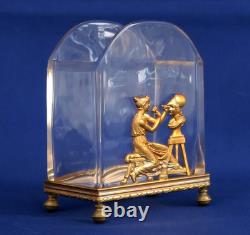 PORTE CARTES DE VISITE Empire Cristal et Bronze Doré Allégorie Sculpture XIXème