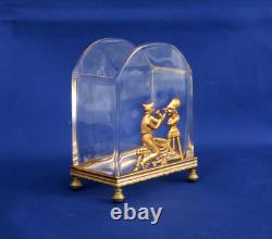 PORTE CARTES DE VISITE Empire Cristal et Bronze Doré Allégorie Sculpture XIXème