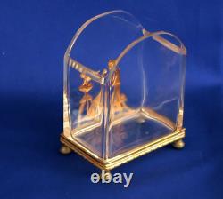 PORTE CARTES DE VISITE Empire Cristal et Bronze Doré Allégorie Sculpture XIXème