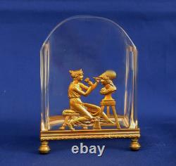 PORTE CARTES DE VISITE Empire Cristal et Bronze Doré Allégorie Sculpture XIXème