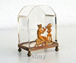 PORTE CARTES DE VISITE Empire Cristal et Bronze Doré Allégorie Sculpture XIXème