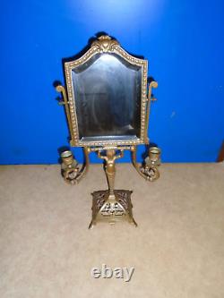 PSYCHE. BRONZE NAPOLEON III. 19em. A MIROIR BISAUTER. 2 CHANDELIERS