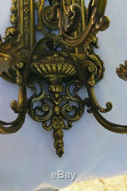 Paire 2 belles Appliques Bronze 3 Feux 19ème Napoléon III