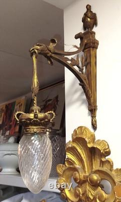 Paire APPLIQUES bronze doré Napoléon III XIXème tête aigle Couronne 140MAG 26/01