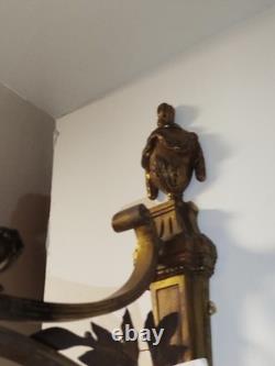 Paire APPLIQUES bronze doré Napoléon III XIXème tête aigle Couronne 140MAG 26/01